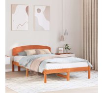 Gultas Rāmis Ar Galvgali Vaska Brūnā Krāsā 135X190 Cm Cieta Koka Priedes Vidaxl 8721288633576