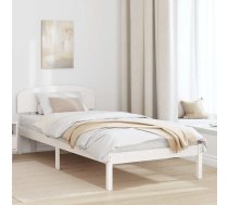 Gultas Rāmis Ar Galvgali Balts 90X200 Cm Cietā Koka Priede Vidaxl 8721288633651