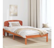 Gultas Rāmis Ar Galvas Balstu Vaskas Brūnā Krāsā 75X190 Cm Cieta Priedes Koka Vidaxl 8721288633750