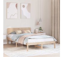 Gultas Rāmis Ar Galvas Balstu 140X190 Cm Cietajā Priedes Kokā Vidaxl 8721288633941