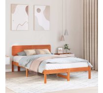 Gultas Rāmis Ar Galvgali Vaska Brūns 120X190 Cm Cietā Priedes Koka Vidaxl 8721288634023