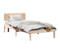 Gultas Rāmis Ar Galvas Balstu 75X190 Cm Cietā Priedes Koka Vidaxl 8721288634153
