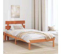 Gultas Rāmis Ar Galvgali Vaskota Brūna 75X190 Cm Cietā Koka Priede Vidaxl 8721288634320