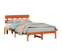 Gultas Rāmis Ar Galvgaļu Vaska Brūns 120X200 Cm Cieta Koka Priede Vidaxl 8721288634504