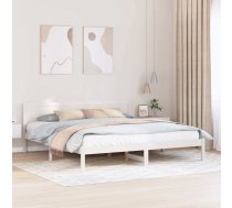 Baltā Priedes Koka Gultas Rāmis Balts Cietais Koks King Size Vidaxl 8721288634610