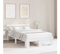 Gultas Rāmis Ar Galvu Balta 120X200 Cm Cietā Koka Priede Vidaxl 8721288635600