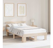 Gultas Rāmis Ar Galvas Rāmja 140X190 Cm Cietā Koka Priedes Vidaxl 8721288635624