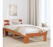 Gultas Rāmis Ar Galvgalīti Vaskota Brūna 90X200 Cm Cieta Koka Priedes Koks Vidaxl 8721288635761