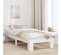Gultas Rāmis Ar Galvgali Balts 80X200 Cm Cieta Koka Priede Vidaxl 8721288635785