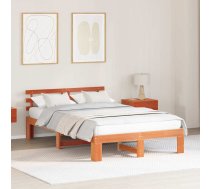 Priedes Koka Gultas Rāmis Vaskots Brūns Masīvkoks 135 X 190 Cm Vidaxl 8721288636935