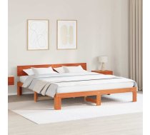 Gultas Rāmis Ar Galvgali Vaskotā Brūnā Krāsā 180X200 Cm Cieta Priedes Koka Vidaxl 8721288637178