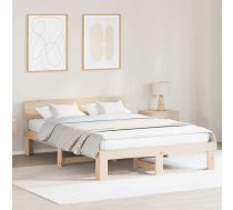 Gultas Rāmis Ar Galvgali 150X200 Cm Cieta Priežu Koka Vidaxl 8721288637215