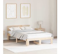 Gultas Rāmis Ar Galvgali 140X190 Cm Cietā Priedes Kokā Vidaxl 8721288637307