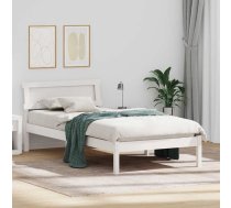 Gultas Rāmis Ar Led Galvas Balstu Baltā Krāsā, 90 X 200 Cm, Cietā Priedes Kokā Vidaxl 8721288717467