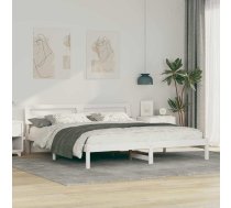 Gultas Rāmis Ar Led Sloksnes Lukturiem Ar Galvas Klāju Balts 200 X 200 Cm Koka Vidaxl 8721288739476