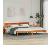 Gultas Rāmis Ar Led Sloksnes Lukturiem Ar Galvas Klāju Brūna 200 X 200 Cm Koka Vidaxl 8721288739513