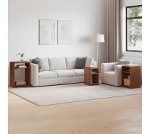 Akcenta Galds Ar Plauktu 3 Pcs Brūna Cieta Mahagona Koks Vidaxl 8721288750853