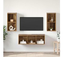 Tv Skapju Komplekts Ar Plauktu 3 Pcs Vecs Koks 37 X 37 X 107 Cm Vidaxl 8721288873552