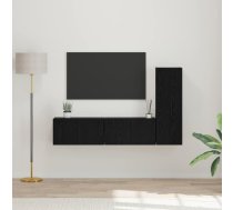 Televizora Skapju Komplekts Ar Plauktu Ar Uzglabāšanu Ar Durvīm 3 Pcs Melni Ozoli Vidaxl 8721288873804