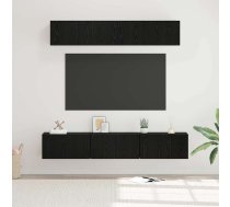 Tv Skapīšu Komplekts Ar Plauktu Ar Uzglabāšanu Ar Durvīm 5 Pcs Melns Ozolkoks Vidaxl 8721288873835