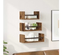 Sienas Plauktu Komplekts Ar Plauktu 3 Pcs Vecs Koks 40X16X14Cm Vidaxl 8721288922687