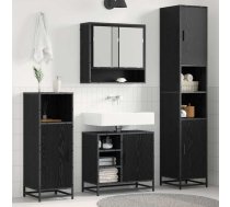 Vannas Istabas Mēbeļu Komplekts Ar Plauktu 3 Pcs Melns Ozolkoks Vidaxl 8721359480801