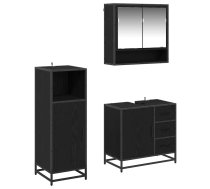 Vannas Istabas Mēbeļu Komplekts Ar Plauktu 3 Pcs Melns Ozolkoks Vidaxl 8721359481136