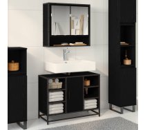 Vannas Istabas Mēbeļu Komplekts Ar Plauktu 2 Pcs Melns Ozolkoks Vidaxl 8721359481693