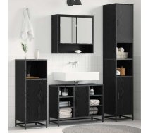 Vannas Istabas Mēbeļu Komplekts Ar Plauktu 4 Pcs Melns Ozolkoks Vidaxl 8721359481723