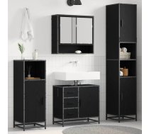 Vannas Istabas Mēbeļu Komplekts Ar Plauktu 3 Pcs Melns Ozolkoks Vidaxl 8721359481907