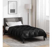 Ziemas Gultas Sega Melna 200 X 135 Cm Satīns Un Mikrošķiedra Vidaxl 8721364407220