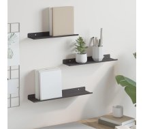 Sienas Plaukts Ar Plauktu 3 Pcs Melna 80 X 9 X 2.5 Cm Vidaxl 8721364533585