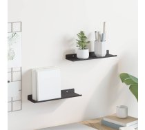 Sienas Plaukts Ar Plauktu 2 Pcs Melna 80 X 9 X 2.5 Cm Vidaxl 8721364533646