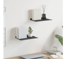 Sienas Plaukts Ar Plauktu 2 Pcs Melna 80 X 9 X 2.5 Cm Vidaxl 8721364534247