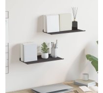 Sienas Plaukts Ar Plauktu 2 Pcs Melna 40 X 18 X 2,5 Cm Vidaxl 8721364534360