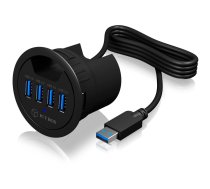 RaidSonic ICY BOX IB-HUB1403 USB 3.0 Galdā iebūvējams Hub, 4 Porti, Type-A, Melns