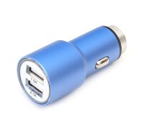 Omega automašīnas lādētājs 2xUSB 2100mA metāls, zils (43343)