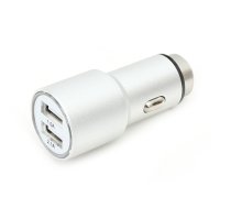 Omega automašīnas lādētājs 2xUSB 2100mA Metāls, sudrabs (43344)