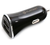 Platinet automašīnas lādētājs + kabelis 2xUSB 3400mA, melns (43719)