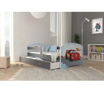 Bērnu gulta Lucky W43L ar stelāžu Guļamvietas platums: 80 cm, Guļamvietas garums: 140 cm, Platums: 85 cm, Garums: 143 cm, Augstums: 65 cm, Ar resti: 1, Ar barjeru: 1, Ar veļas kasti: 1, Virsma: Matēta, stelāžas tips: koka, Korpusa krāsa: Pelēka, Elementu krāsa: daudzkrāsains, Izgatavošanas materiāls: LKSP