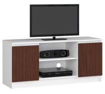 TV tumba RTV 2D1P Platums: 120 cm, Korpusa krāsa: balts, Dziļums: 40 cm, Augstums: 55 cm, Virsma: matēta, Forma: Taisnstūra, Elementu krāsa: venge, Materiāls: LKSP + finieris