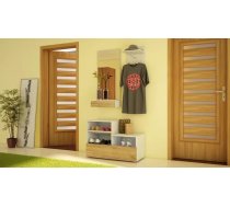 Komplekts City Zestaw Platums: 90 cm, Dziļums: 30 cm, Augstums: 190 cm, Elementu skaits: 3, Izgatavošanas materiāls: laminēta KSP, Virsma: Matēts, Ar apavu plauktu: 1, Ar pakaramo: 1, Krāsa: balts ozols + zelts ozols