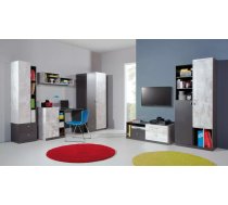 Komplekts Tablo B Korpusa krāsa: grafīts, Elementu krāsa: enigma, Elementu skaits: 6, Izgatavošanas materiāls: lamināts + finieris, Ar skapi: 1, Ar tv-galdiņu: 1, Ar plauktu: 1, Ar galdu: 1