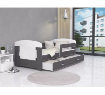 Bērnu gulta Filip Color 80x180 ar stelāžu Guļamvietas platums: 80 cm, Guļamvietas garums: 180 cm, Platums: 85 cm, Garums: 183 cm, Augstums: 63 cm, Ar resti: 1, Ar barjeru: 1, Ar veļas kasti: 1, Virsma: Matēta, Guļamvietu skaits: 1, stelāžas tips: koka, Korpusa krāsa: balts, Elementu krāsa: pelēks, Izgatavošanas materiāls: KSP