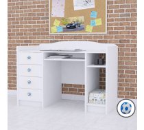 Bērnu rakstāmgalds Baby Mix B02 White Maksimālais augstums: 89 cm, Garums: 125 cm, Korpusa krāsa: balts, Augstums: 75 cm, Platums: 60 cm, Materiāls: MDF, Forma: taisnstūra, Ar plauktiem: 1, Elementu krāsa: zils, Ar atvilktnēm: 1