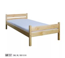 Gulta LK 157 ar stelāžu Kājiņu izmērs: 5x4 cm, Guļamvietas platums: 80 cm, Guļamvietas garums: 200 cm, stelāžas tips: koka, Platums: 88 cm, Garums: 208 cm, Augstums: 62 cm, Matrača nepieciešamais augstums: 16 cm, Ar veļas kasti: 1, Augstums no grīdas līdz matracim (min): 32 cm, Ar resti: 1, Izgatavošanas materiāls: dabīgs koks (priede), Krāsa: priede