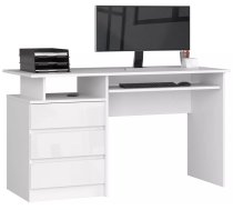Galds CLP 135 Gloss Garums: 135 cm, Augstums: 77 cm, Korpusa krāsa: balts, Platums: 60 cm, Izgatavošanas materiāls: MDF + LKSP + finieris, Elementu krāsa: balts, Forma: taisnstūra, Virsma: matēta + spīdīga, Ar tastatūras plauktu: 1, Ar plauktiem: 1, Ar atvilktnēm: 1