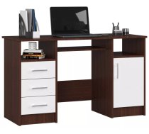 Galds Ana Classic Garums: 125 cm, Augstums: 77 cm, Korpusa krāsa: kastanis venge, Platums: 50 cm, Izgatavošanas materiāls: LKSP, Elementu krāsa: balts, Forma: taisnstūra, Virsma: matēta, Ar tastatūras plauktu: 1, Ar plauktiem: 1, Ar atvilktnēm: 1