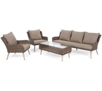 Terases mēbeles Almeria Platums: 67 cm, Garums: 171 cm, Augstums: 75 cm, Materiāls: alumīnijs + tehnorotangs, Krāsa: brūns