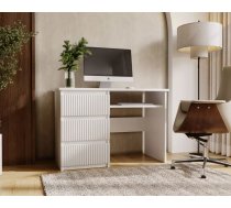 Galds Flexi D Garums: 110 cm, Augstums: 75 cm, Platums: 47 cm, Izgatavošanas materiāls: laminēta MDF plātne + nažfinieris, Forma: taisnstūra, Virsma: matēta, Ar tastatūras plauktu: 1, Ar atvilktnēm: 1, Krāsa: balts